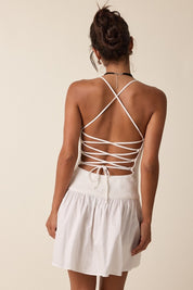 Open Back Crossed Tie Fit&flare Mini Dress