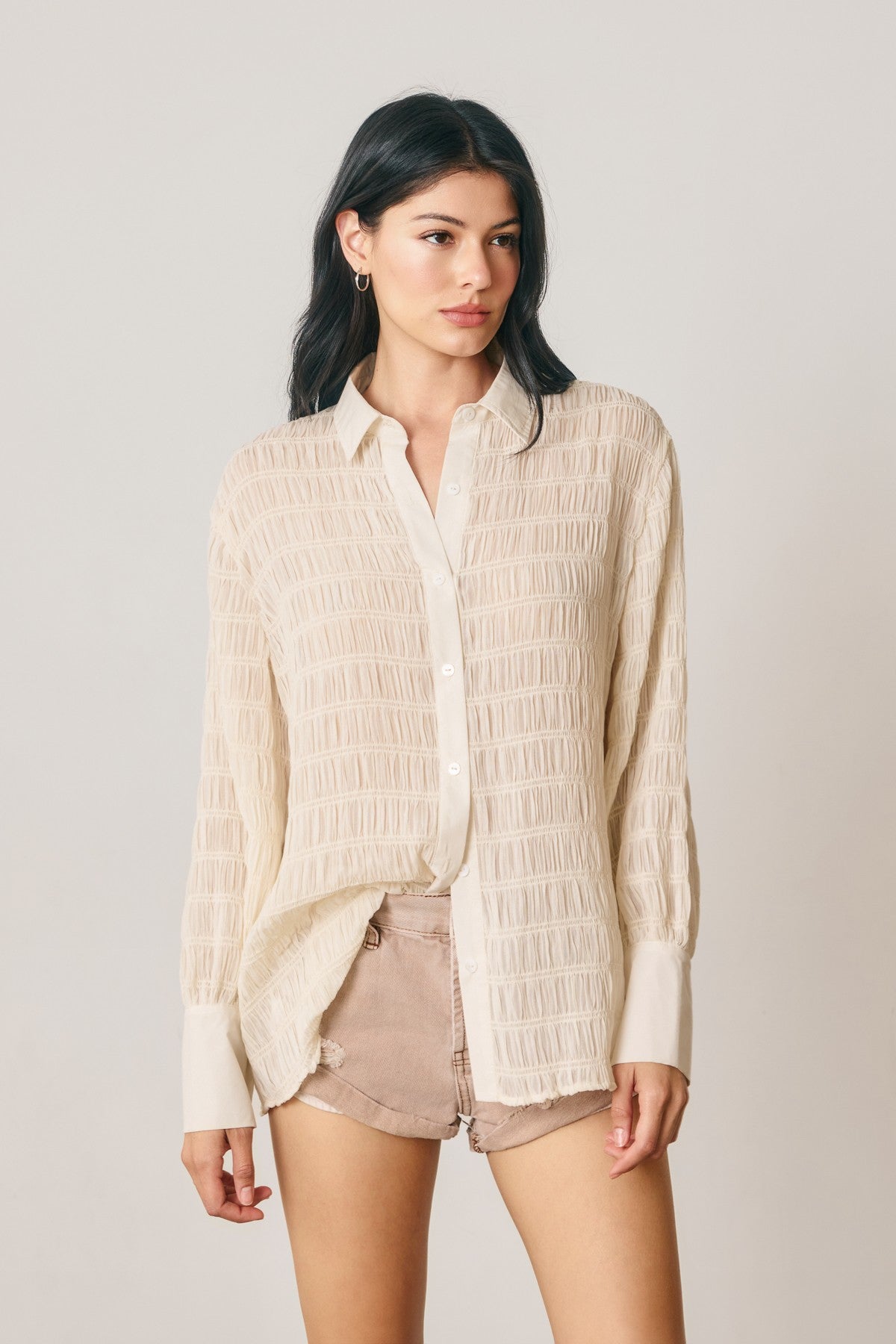 Structured Textural Button Down Shirt