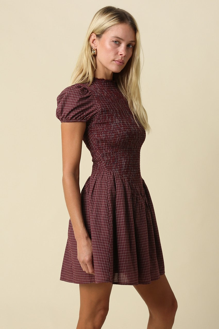 Hayley Smocked Gingham Mini Dress