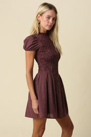 Hayley Smocked Gingham Mini Dress