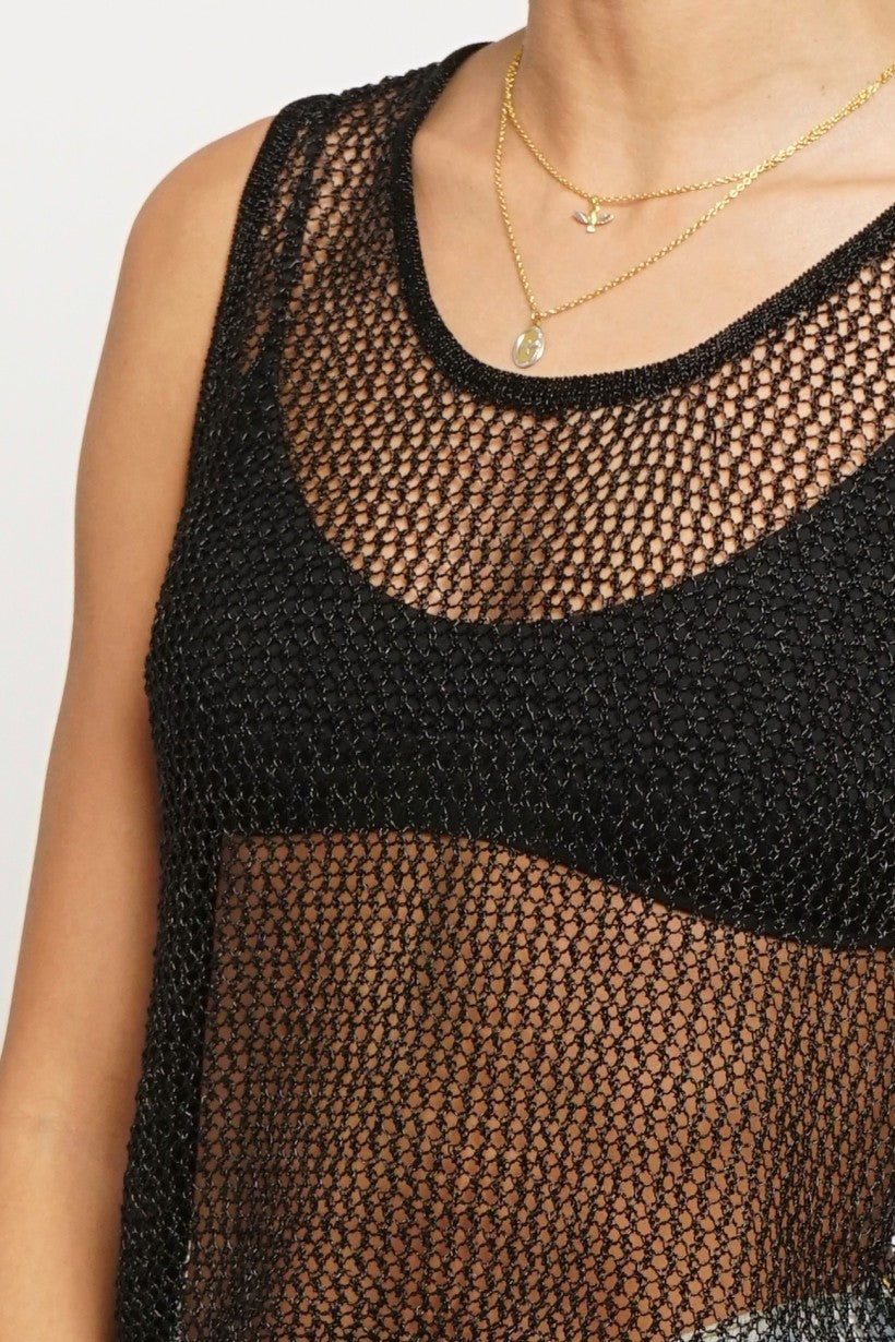 Black Metallic Knit Tank Top | Collective Request 