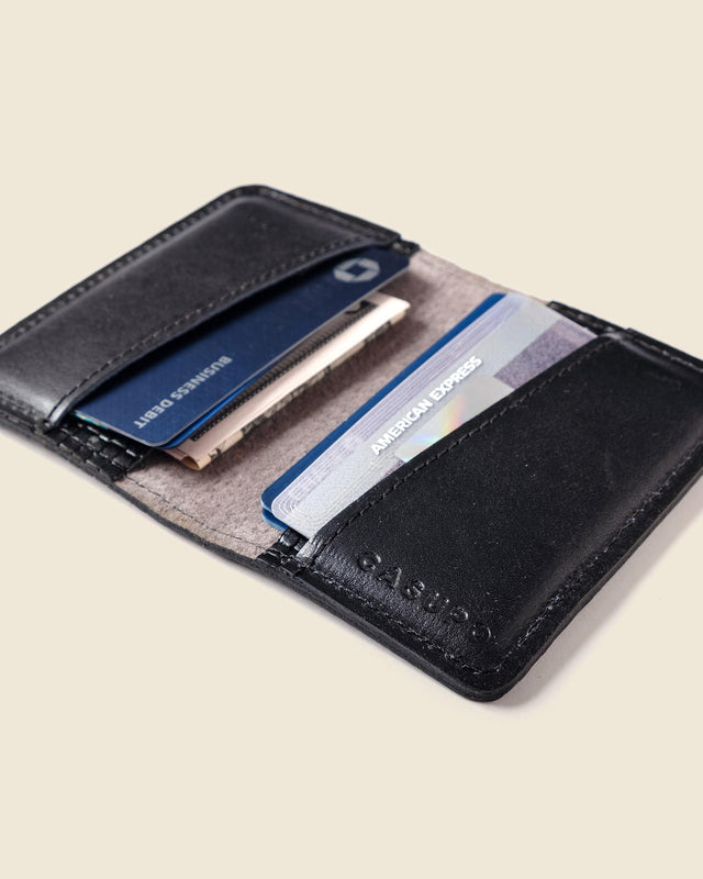 RFID Compact Bifold Wallet - Black Embossed