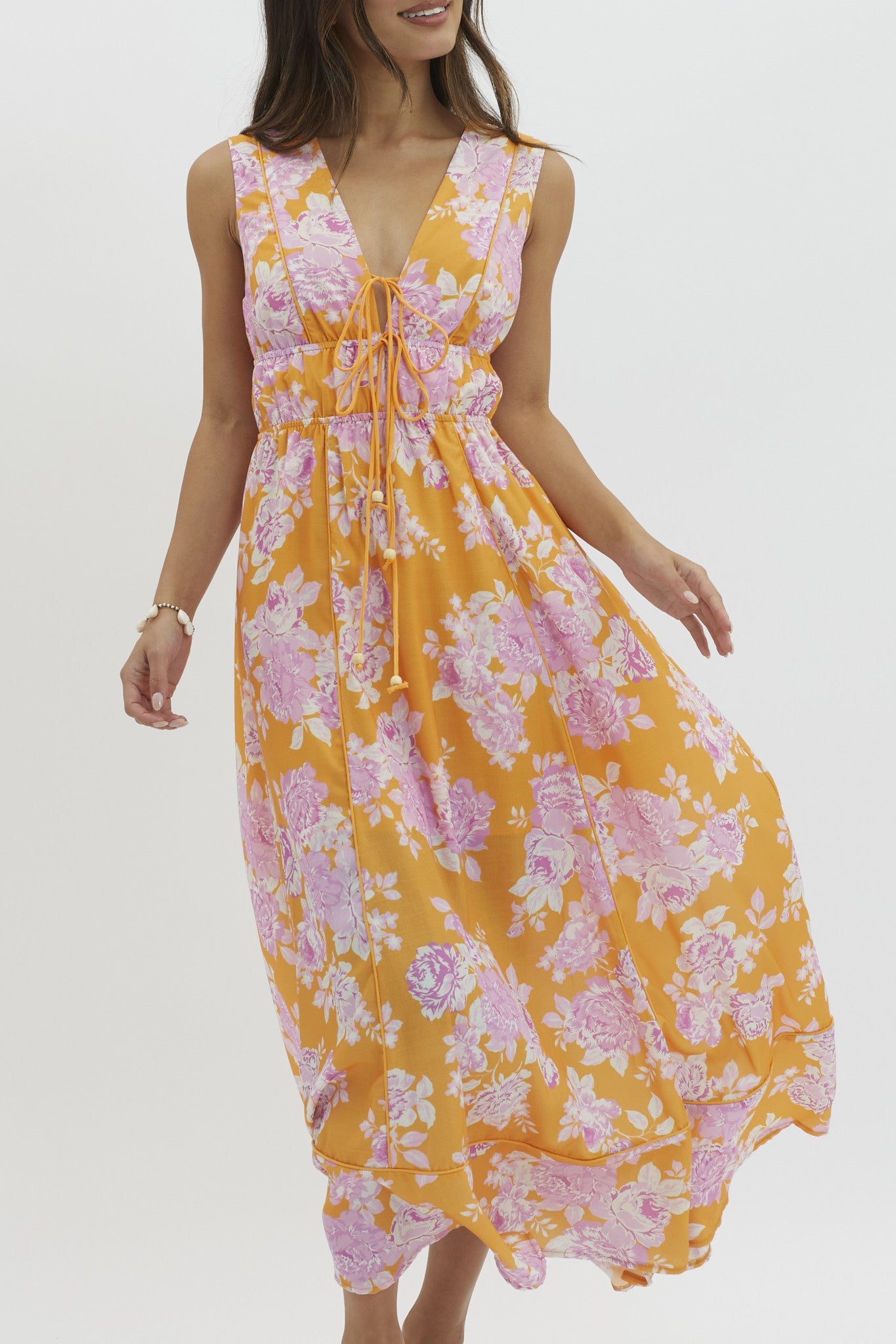 Floral Print V Neckline Maxi Dress  | Collective Request 