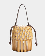 Naomi Natural Wooden Bamboo Top Handle Bag