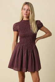 Hayley Smocked Gingham Mini Dress