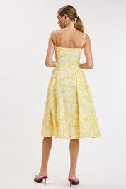 Yellow Floral Sleeveless Underwire Long Midi Dress