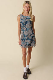 Midnight Floral Mesh Mini Dress