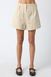Khaki Mila High-waist Tailored Shorts