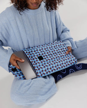 Baggu Puffy Laptop Sleeve 16"-Wavy Gingham Blue | Collective Request 