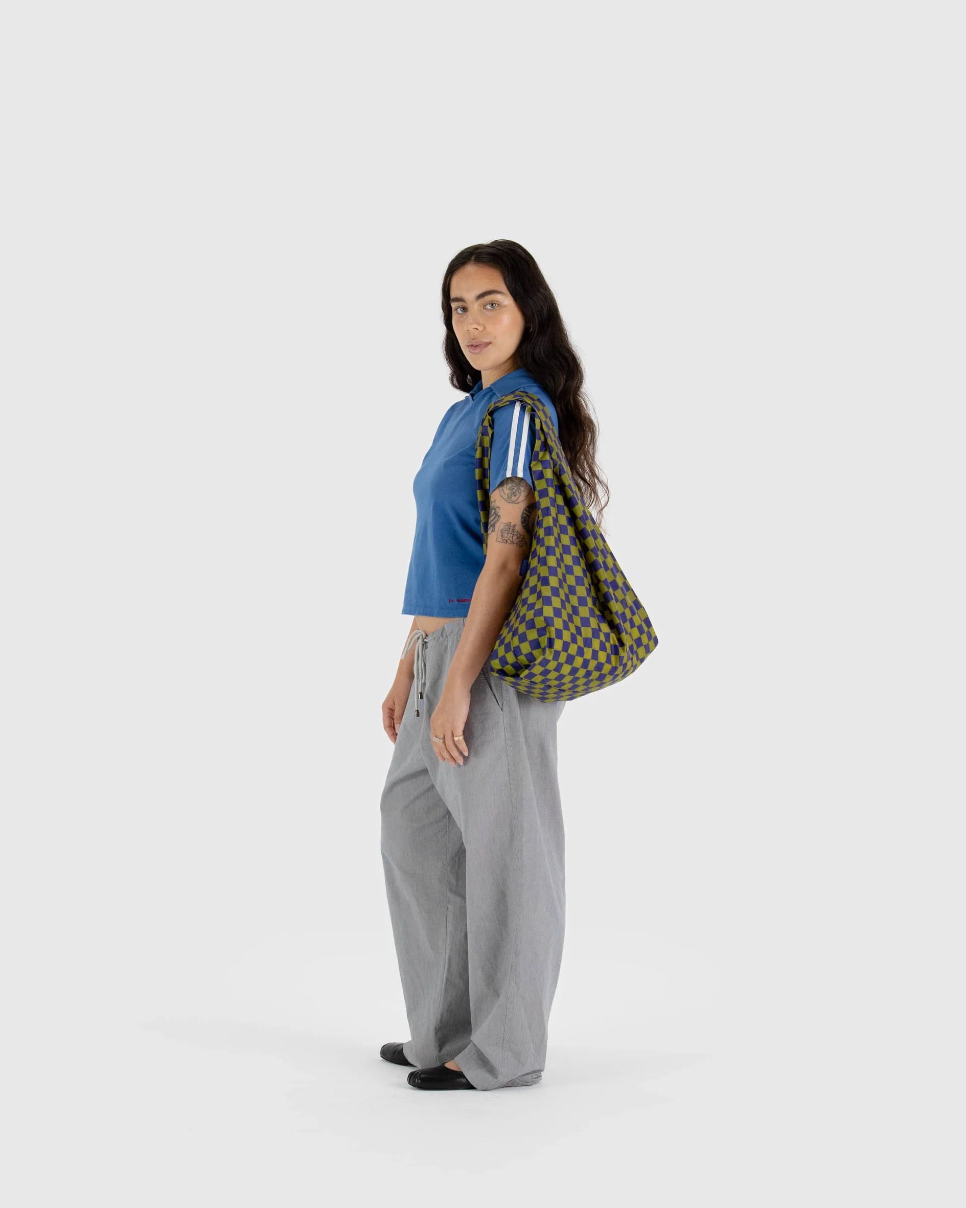 Baggu Standard Baggu - Pear Navy Check | Collective Request 