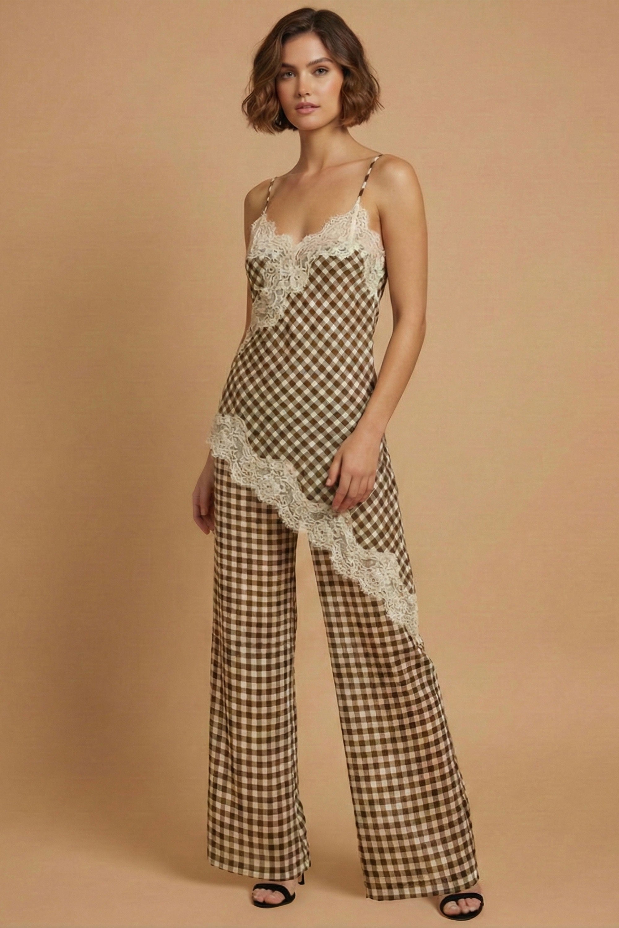 The Gingham Lace-trim Set