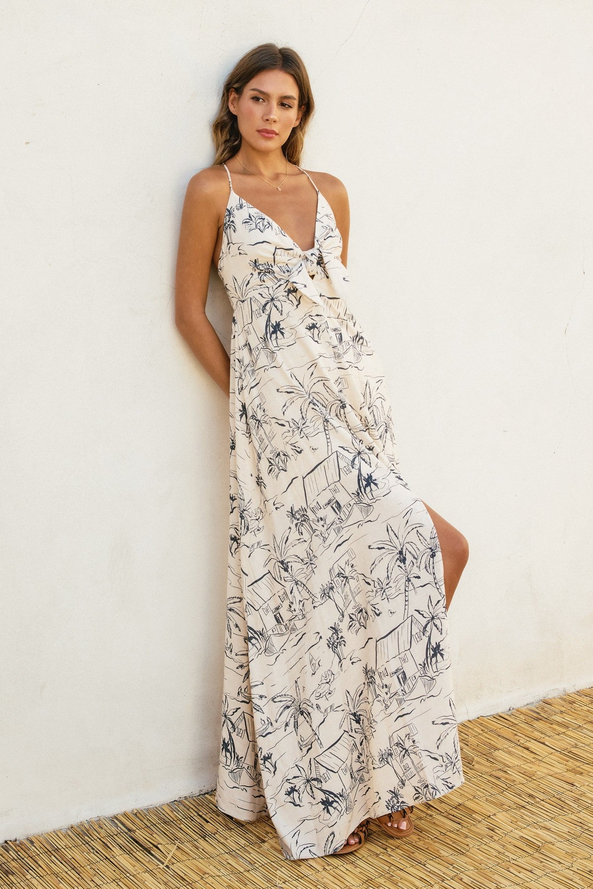 Sail Away With Me Knot Front Maxi Dress