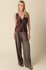 Noir Lace Trim Satin Tank