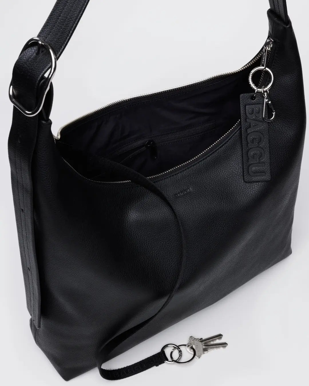 Baggu Recycled Leather Shoulder Bag-Black