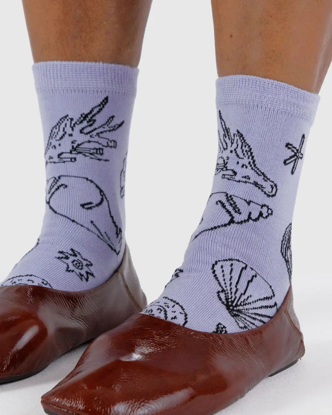 Baggu Crew Sock- Shells Light Blue