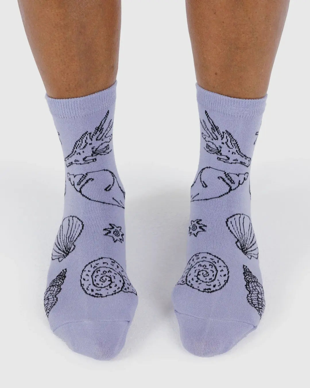 Baggu Crew Sock- Shells Light Blue