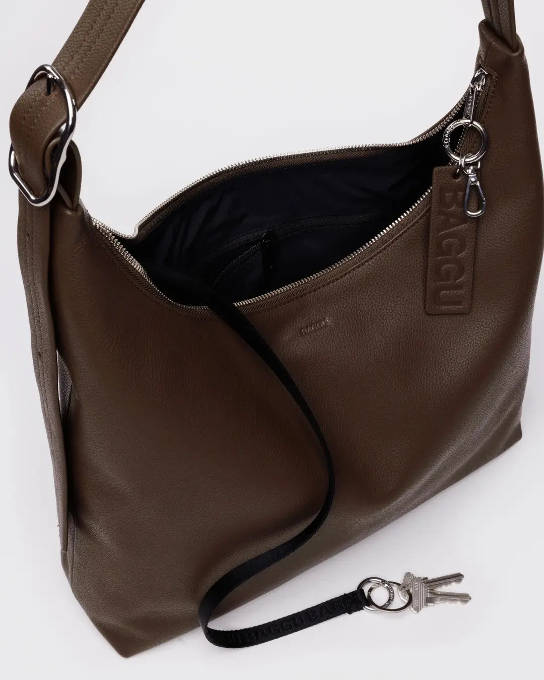 Baggu Recycled Leather Shoulder Bag-Brown