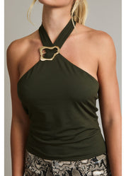 Halter Neck Top With Trim