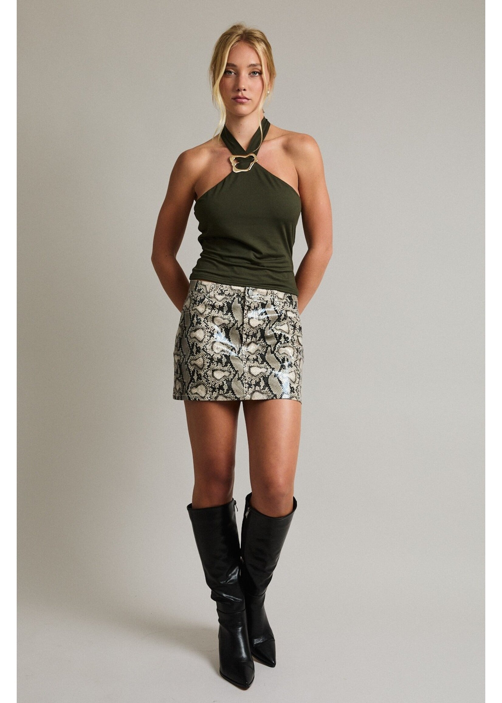 Halter Neck Top With Trim