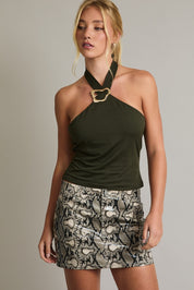 Halter Neck Top With Trim