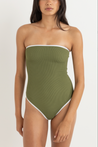 Rhythm Essential Rib Contrast One Piece Olive | Collective Request 