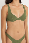 Rhythm Essential Rib Underwire Olive Top | Collective Request 