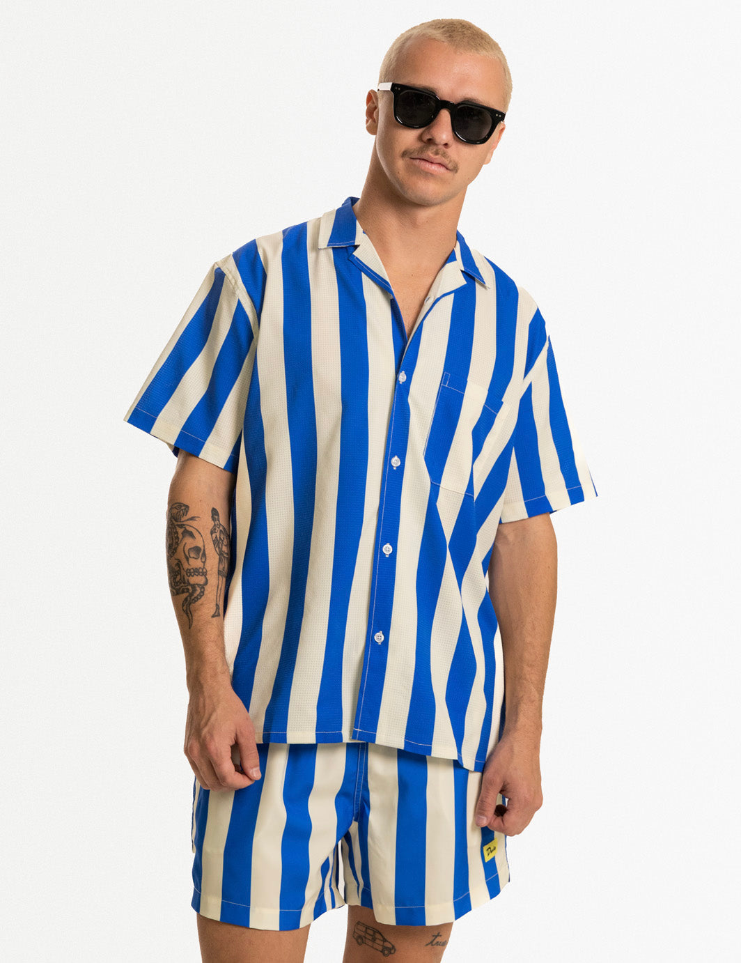 Duvin Travel Leisure Stretch Buttonup-Blue