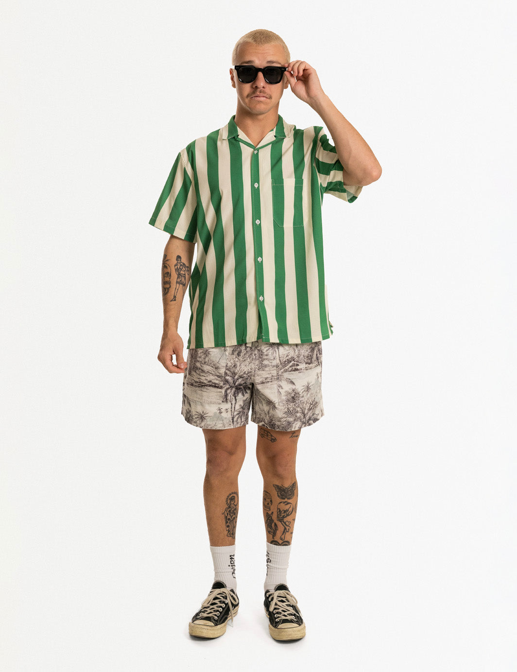 Duvin Travel Leisure Stretch Buttonup-Green