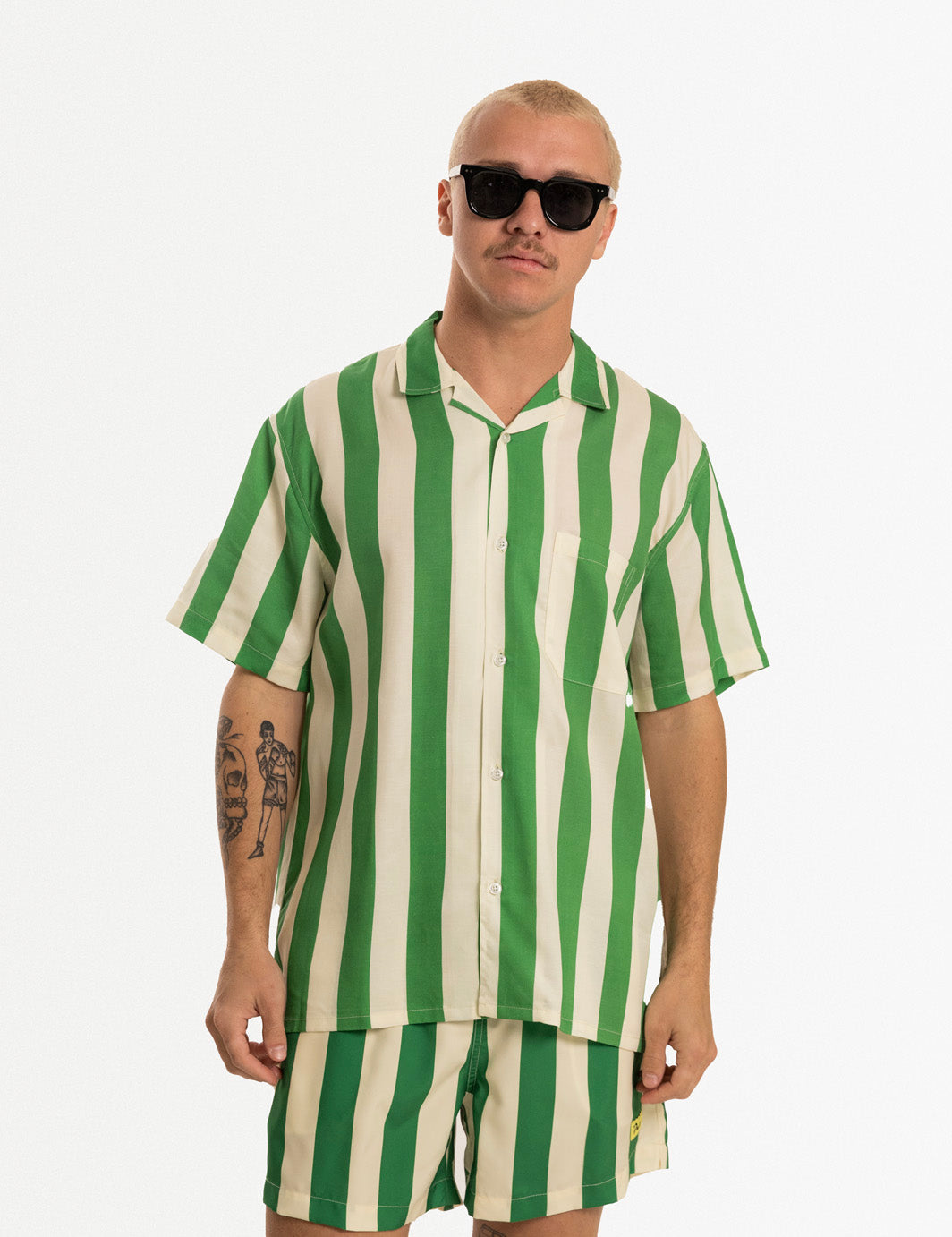 Duvin Travel Leisure Stretch Buttonup-Green