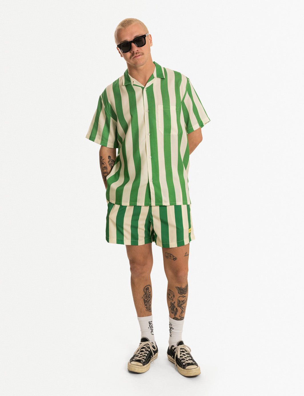 Duvin Travel Leisure Stretch Buttonup-Green