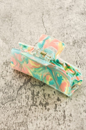Multi Large Marble Finished Hair Claw Clip