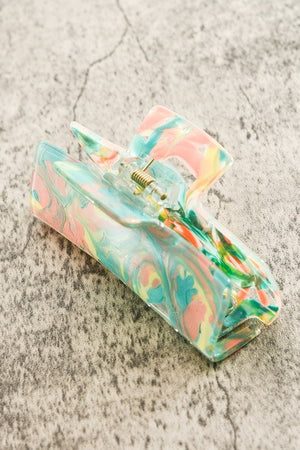 Multi Large Marble Finished Hair Claw Clip