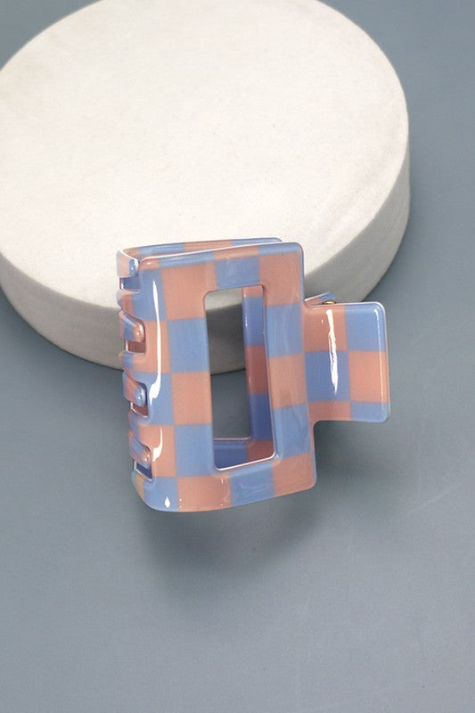 Blue & Pink Checker Hair Claw Clips | Collective Request 