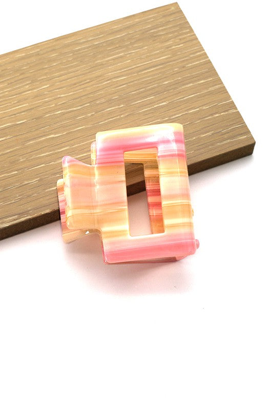 Pink Checkered Modern Cellulose Square Hair Claw Clips