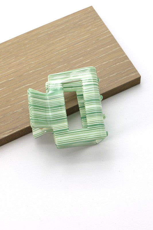 Green Checkered Modern Cellulose Square Hair Claw Clips | Collective Request 