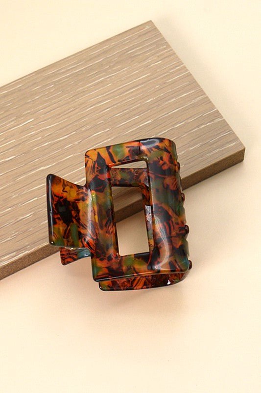 Brown Modern Cellulose Square Hair Claw Clips | Collective Request 