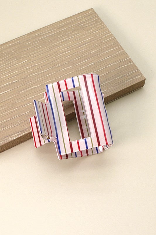 Stripe Checkered Modern Cellulose Square Hair Claw Clips