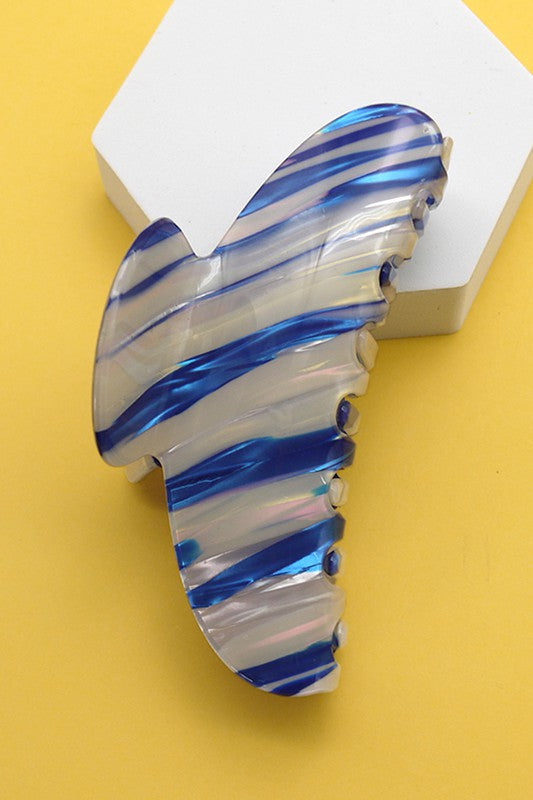 Blue Jumbo Stripe Acetate Hair Claw Clips