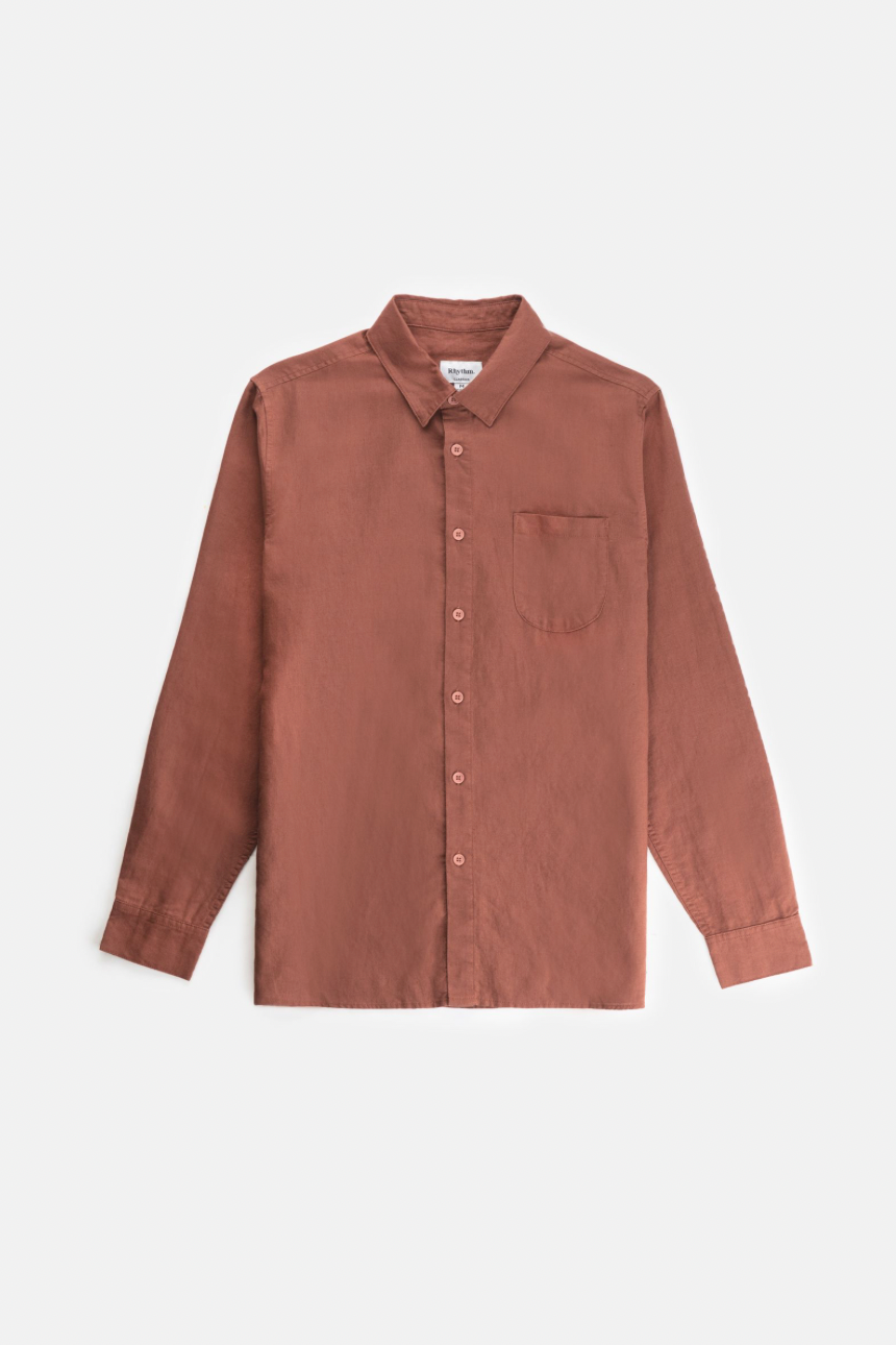 Rhythm Classic Linen LS Shirt-Baked Clay