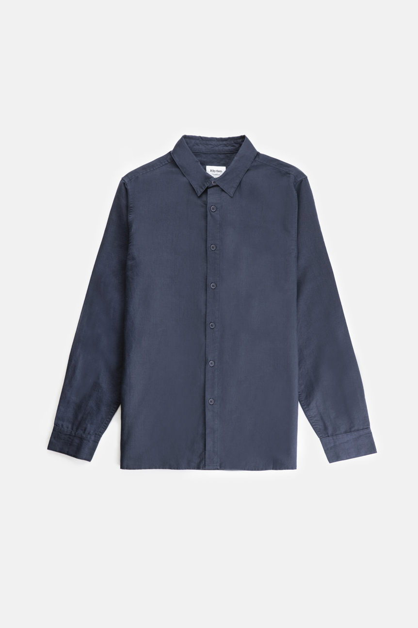 Rhythm Classic Linen LS Shirt-Worn Navy